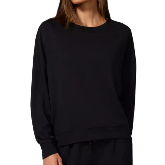 MPG SPORT - COZY FLEECE RELAXED CREW PULLOVER IN BLACK