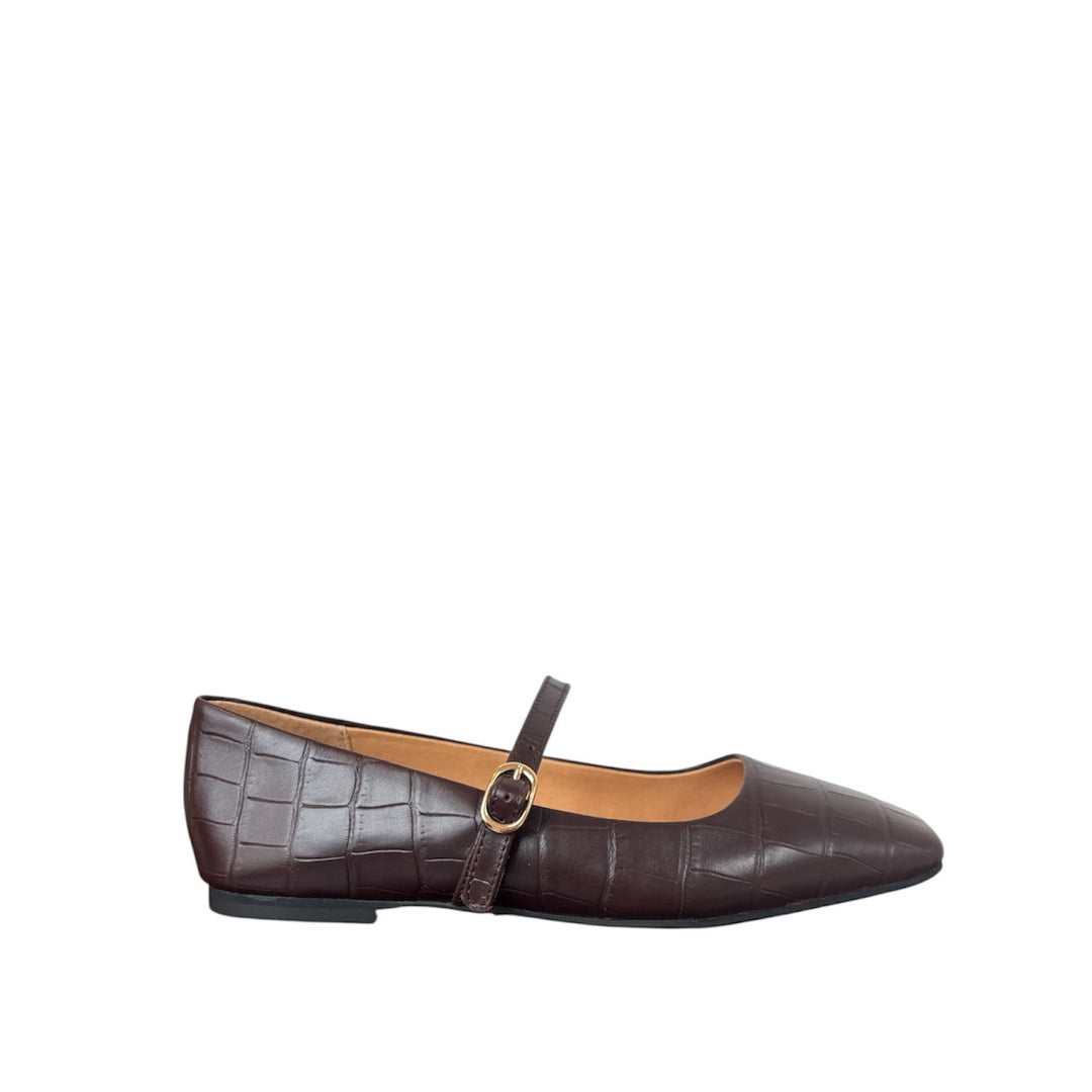 MOLLINI - TOKENA MARY JANE IN BROWN SHINE CROCO LEATHER
