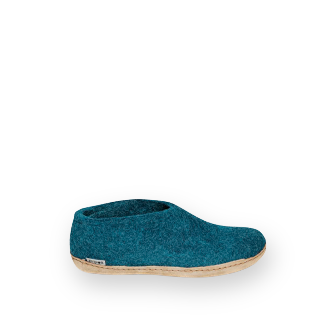 GLERUPS SHOE LEATHER SOLE IN PETROL WOOL