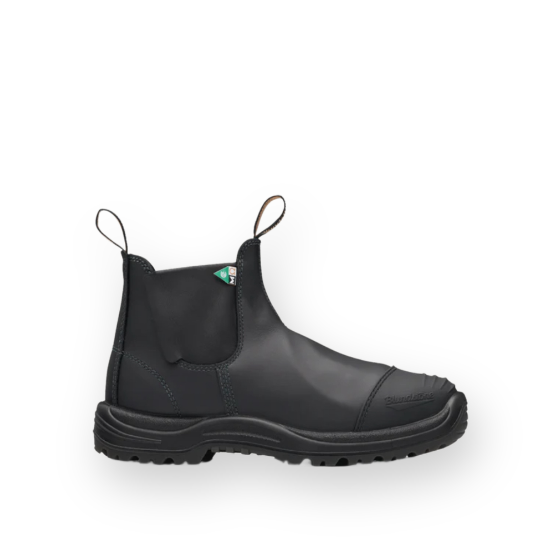 BLUNDSTONE 168 WORK SAFETY RUBBER CAP TOE BOOT IN BLACK
