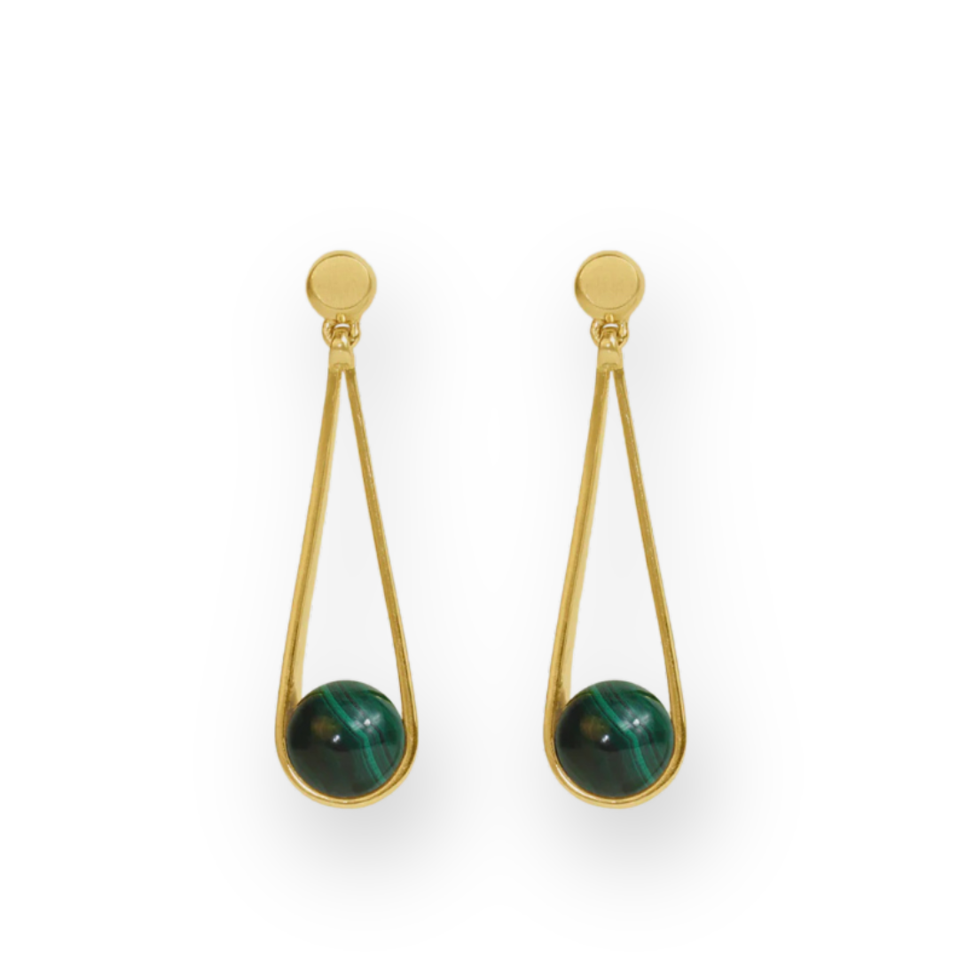 Gold malachite earrings store