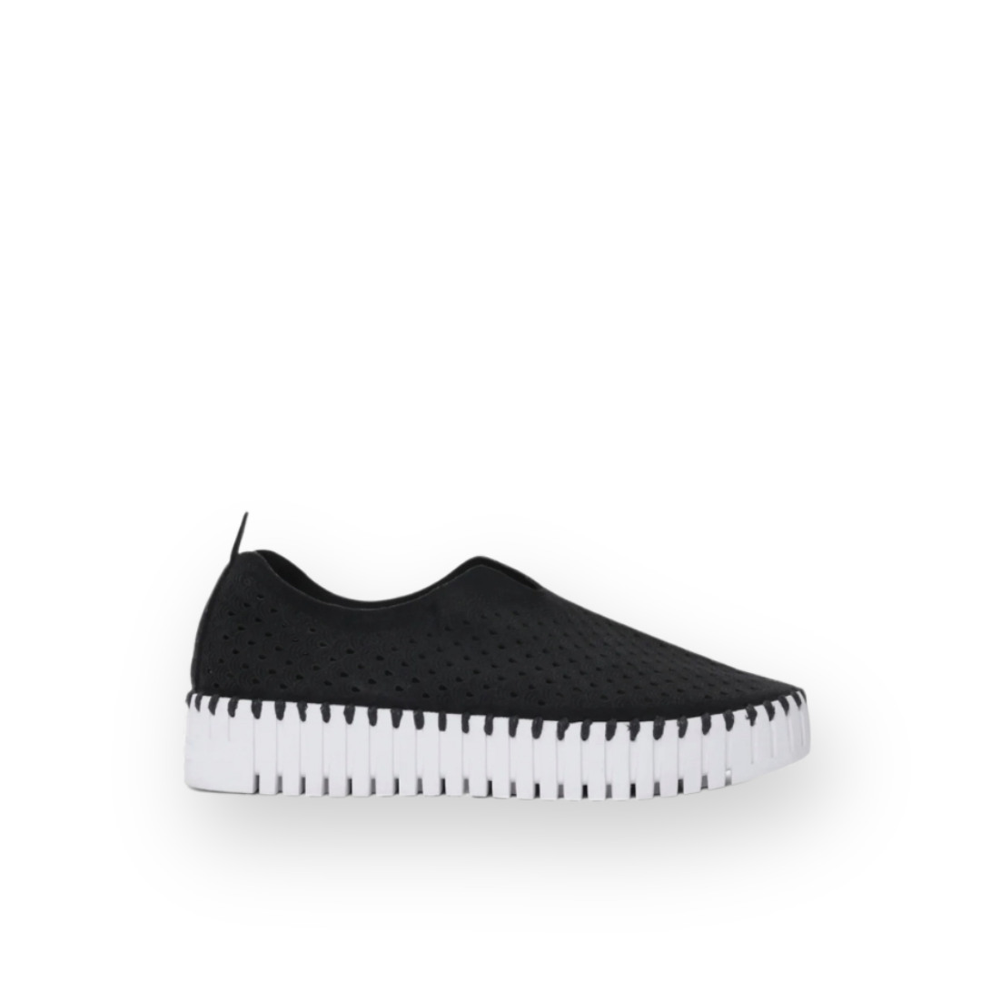 ILSE JACOBSEN - TULIP3373 PLATFORM FLAT IN BLACK 001 TEXTILE