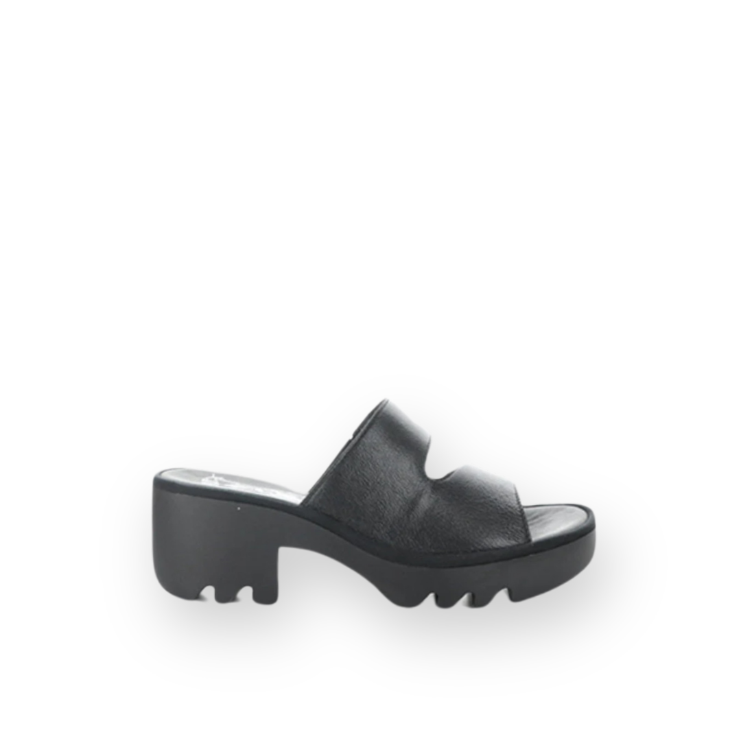 FLY LONDON - TECH SANDAL IN BLACK LEATHER