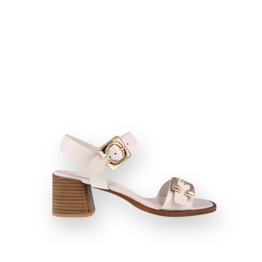 ATELIERS - DINA HEELED SANDAL IN WHITE LEATHER