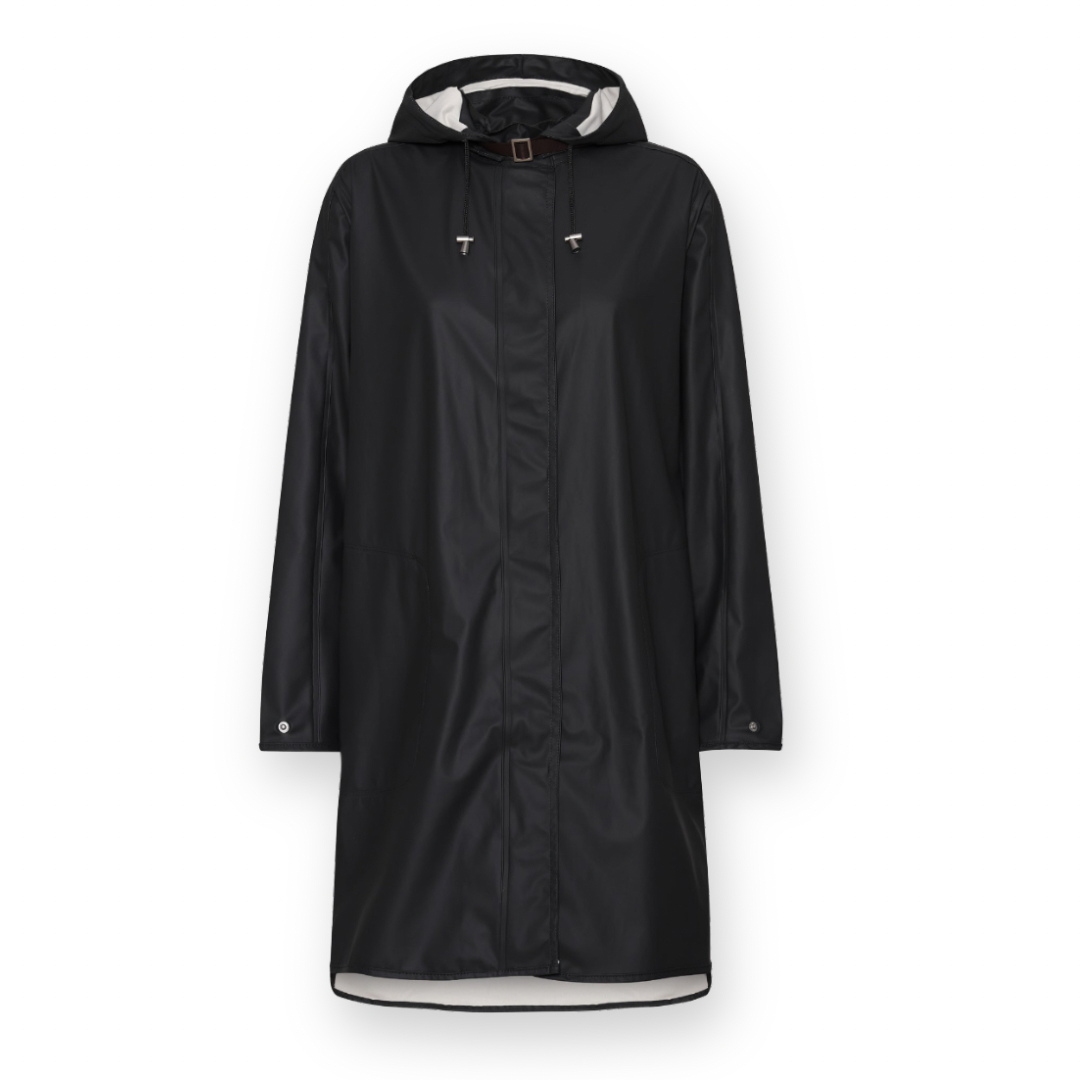 ILSE JACOBSEN LONG RAIN71 COAT IN BLACK - Main Image