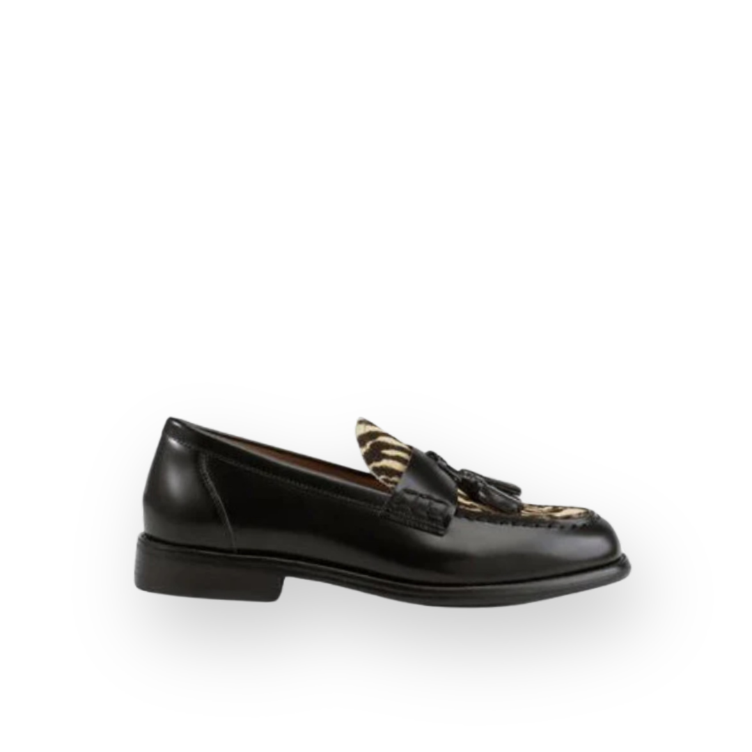 VAGABOND SHOEMAKERS - LINN LOAFER IN BLACK LEATHER/BEIGE PONY HAIR