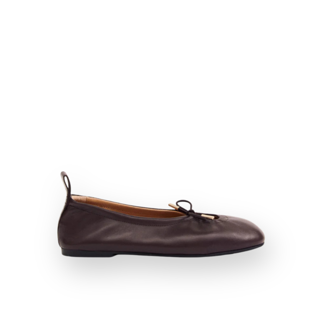 ALOHAS - ROSALIND FLAT IN CHOCOLATE BROWN LEATHER