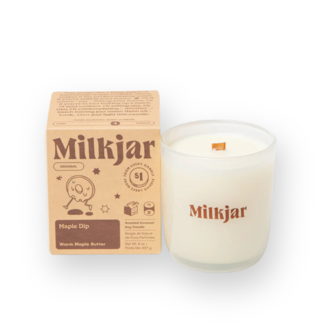 MILKJAR - COCONUT SOY CANDLE IN MAPLE DIP - 8OZ
