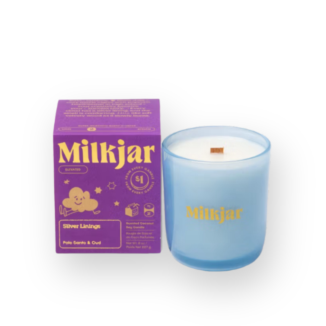 MILKJAR - COCONUT SOY CANDLE IN SILVER LININGS - 8OZ