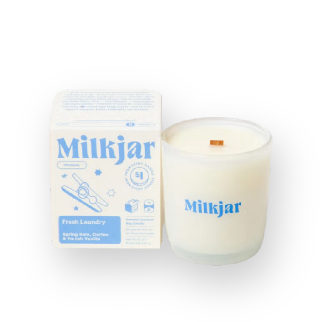 MILKJAR - COCONUT SOY CANDLE IN FRESH LAUNDRY - 8OZ