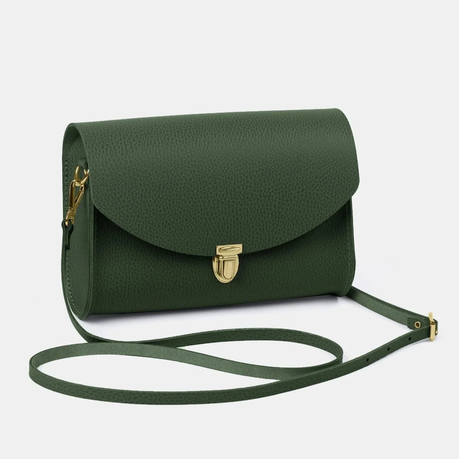 CANBRIDGE SATCHEL - THE NEW LARGE PUSHLOCK BAG IN RACING GREEN CELTIC GRAIN LEATHER