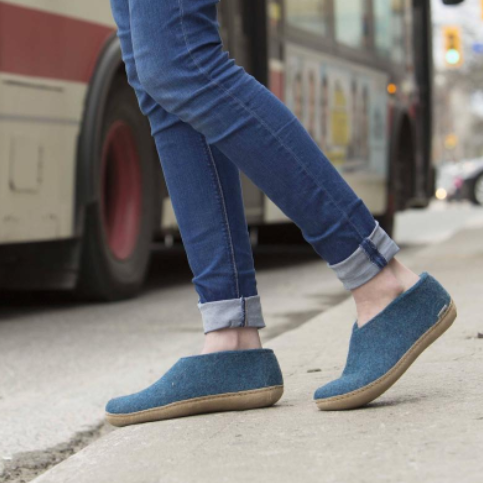 GLERUPS SHOE LEATHER SOLE IN DENIM WOOL