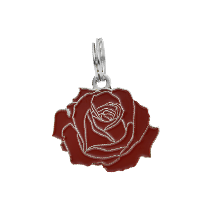 TWO TAILS PET COMPANY - ROSE COLLAR CHARM IN RED/SILVER