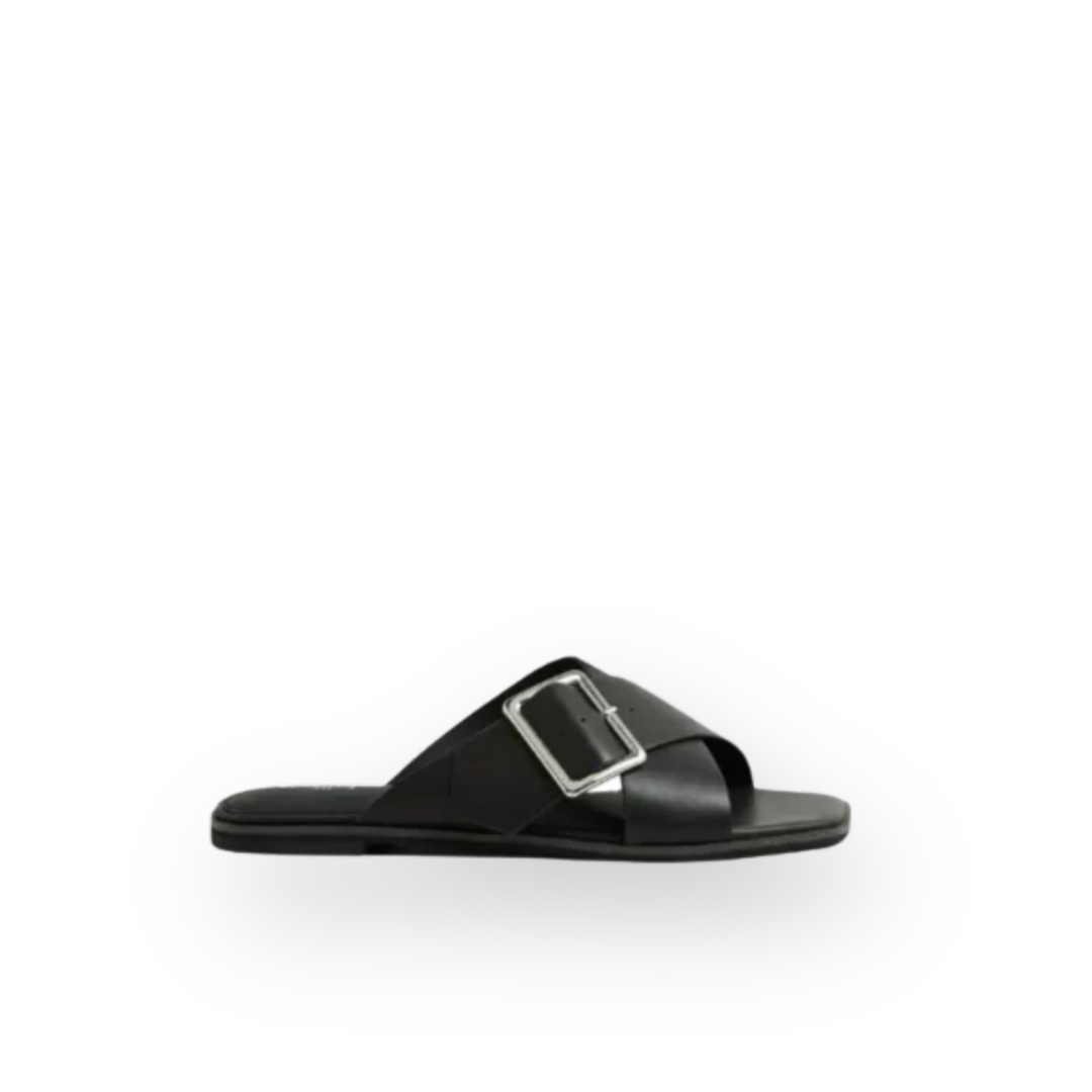 MOLLINI - SEANNA SLIDE SANDAL IN BLACK LEATHER