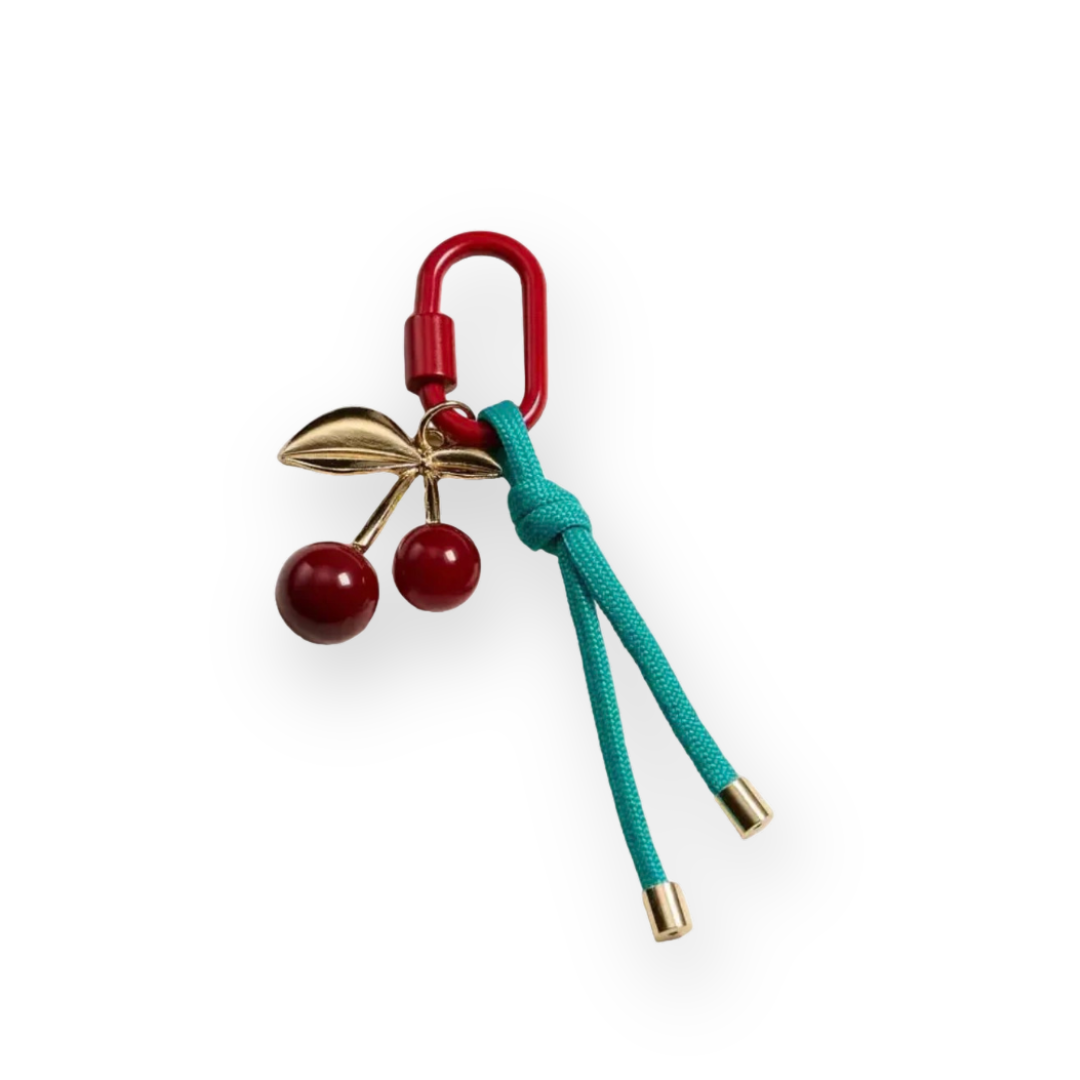 FREM - CHERRY CHARM KEYCHAIN IN RED MULTI ENAMEL