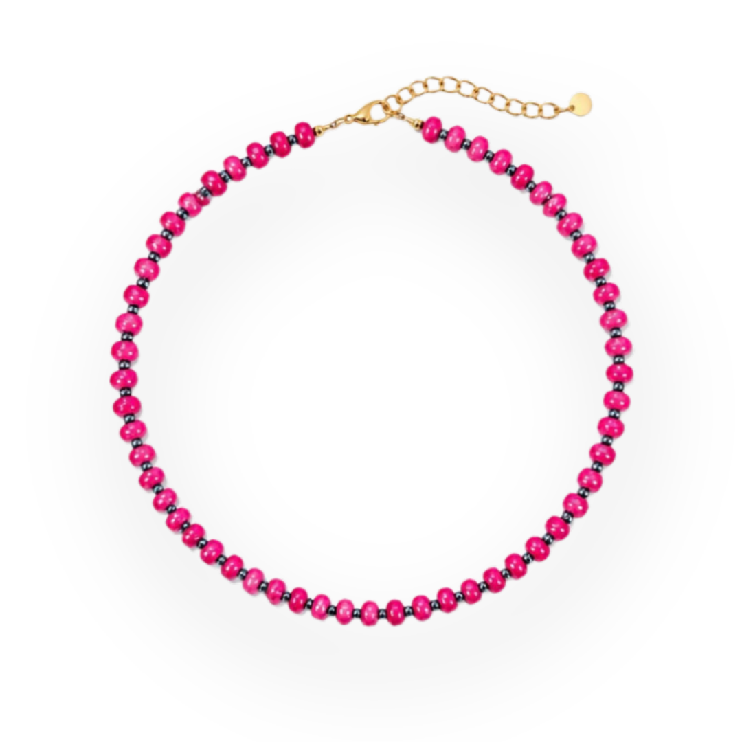 THE SILVER WREN - WILLOW CANDY BEADED NECKLACE IN PINK