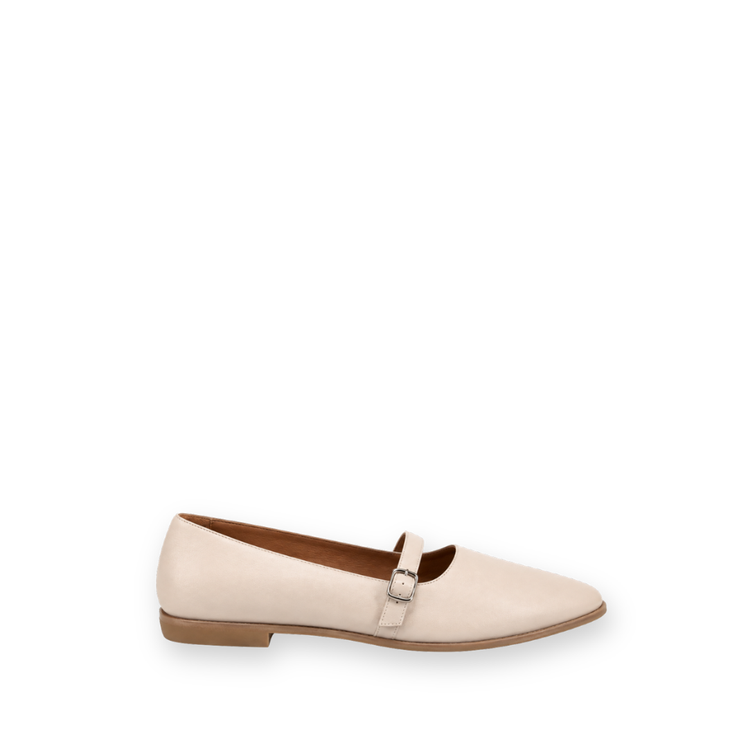BUENO - BOBBI FLAT IN LIGHT GREY LEATHER