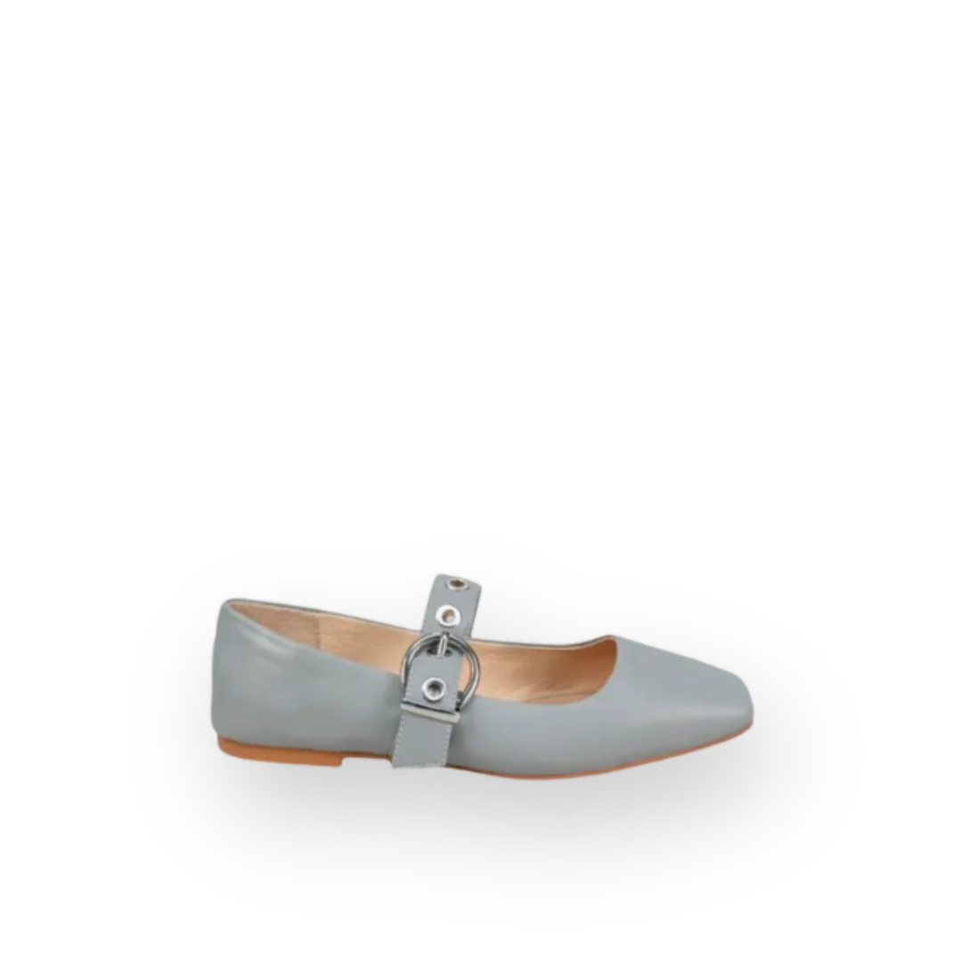 MOLLINI - TAIMER MARY-JANE FLAT IN STEEL LEATHER