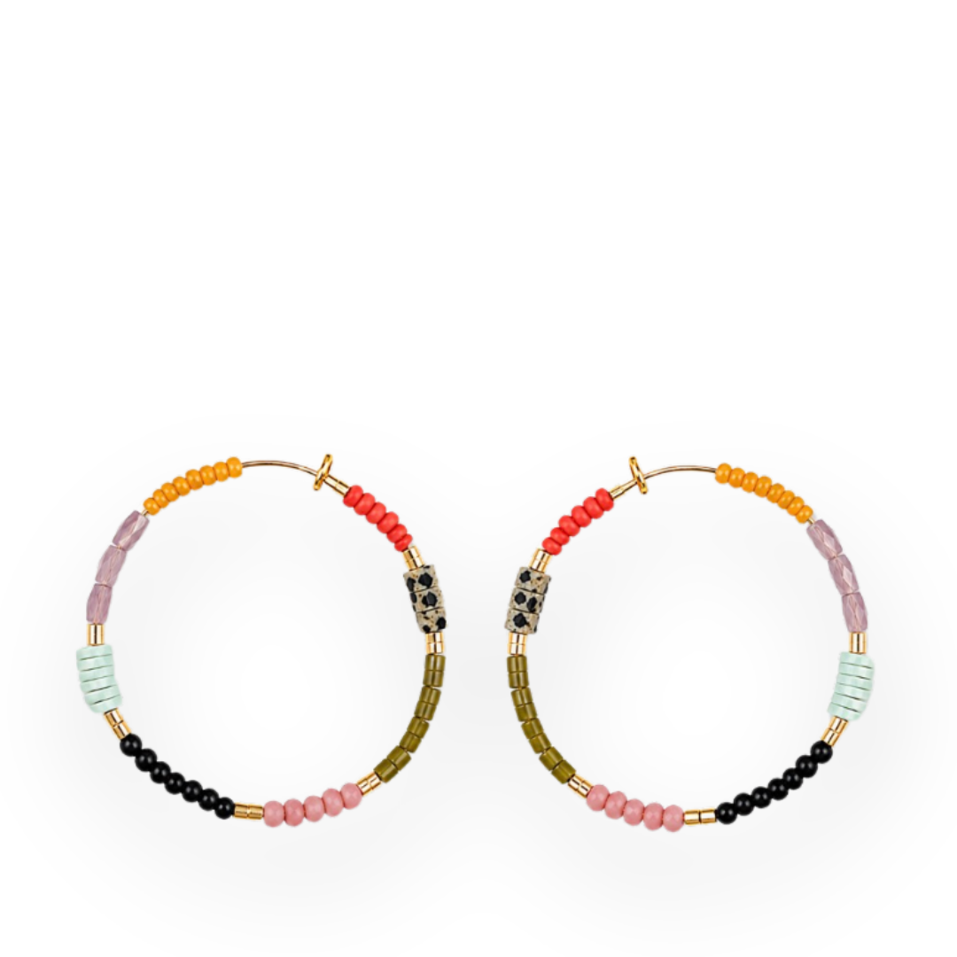 JILL MAKES - MEG BEADED HOOP EARRING IN MULTI