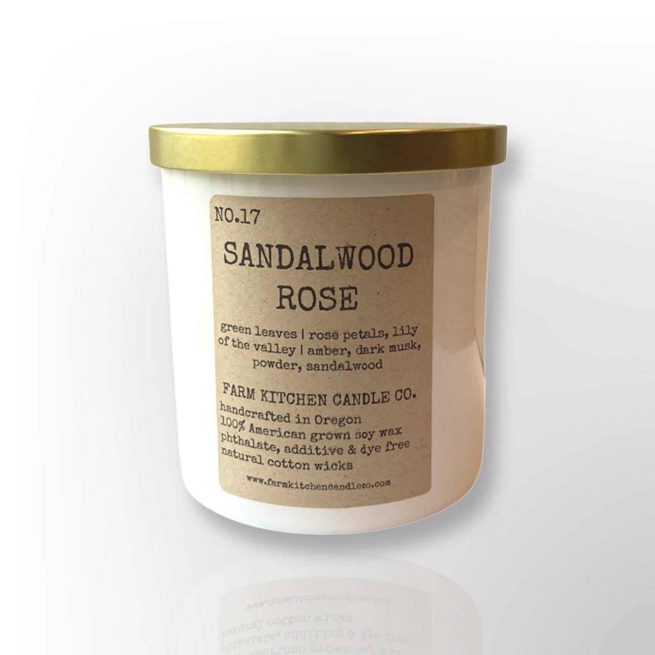 FARM KITCHEN CANDLE CO - SINGLE WICK SOY CANDLE IN SANDALWOOD ROSE