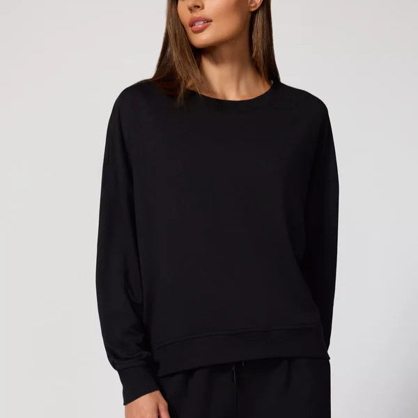 MPG - COZY FLEECE RELAXED CREW PULLOVER IN BLACK