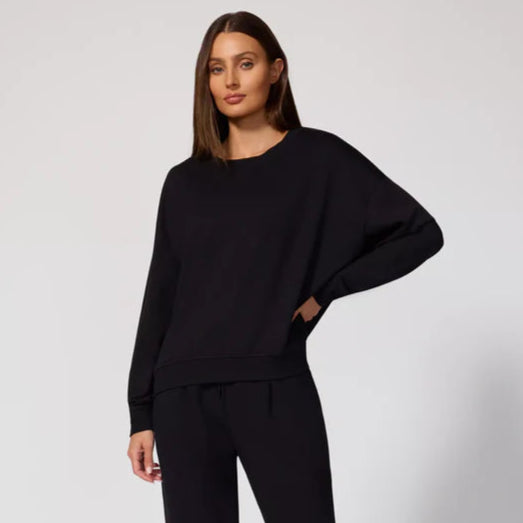 MPG - COZY FLEECE RELAXED CREW PULLOVER IN BLACK