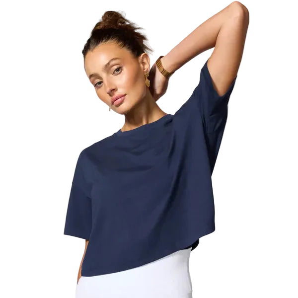 MPG SPORT - BOXY CROPPED PIMA TEE IN NAVY