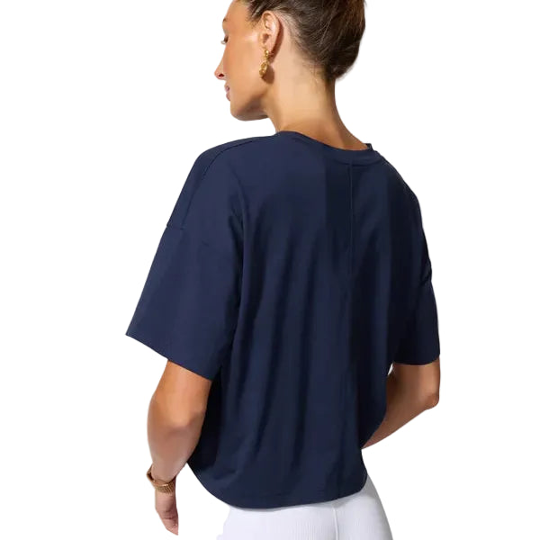 MPG SPORT - BOXY CROPPED PIMA TEE IN NAVY