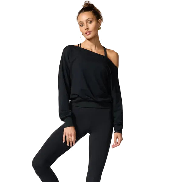 MPG SPORT - COZY FLEECE FLASHDANCE SWEATER IN BLACK