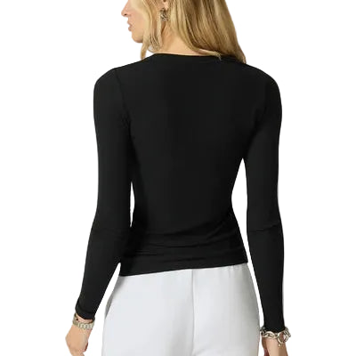 MPG SPORT - BABY RIB  LONG SLEEVE CREW NECK SHIRT IN BLACK
