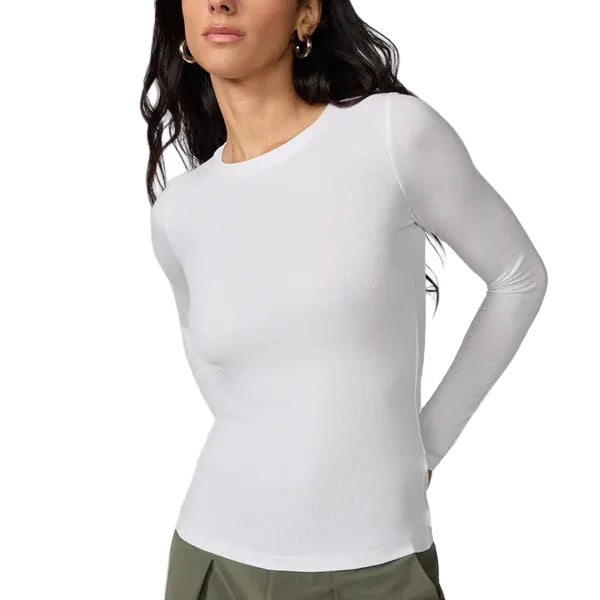 MPG SPORT - BABY RIB  LONG SLEEVE CREW NECK SHIRT IN WHITE