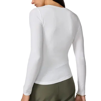 MPG SPORT - BABY RIB  LONG SLEEVE CREW NECK SHIRT IN WHITE