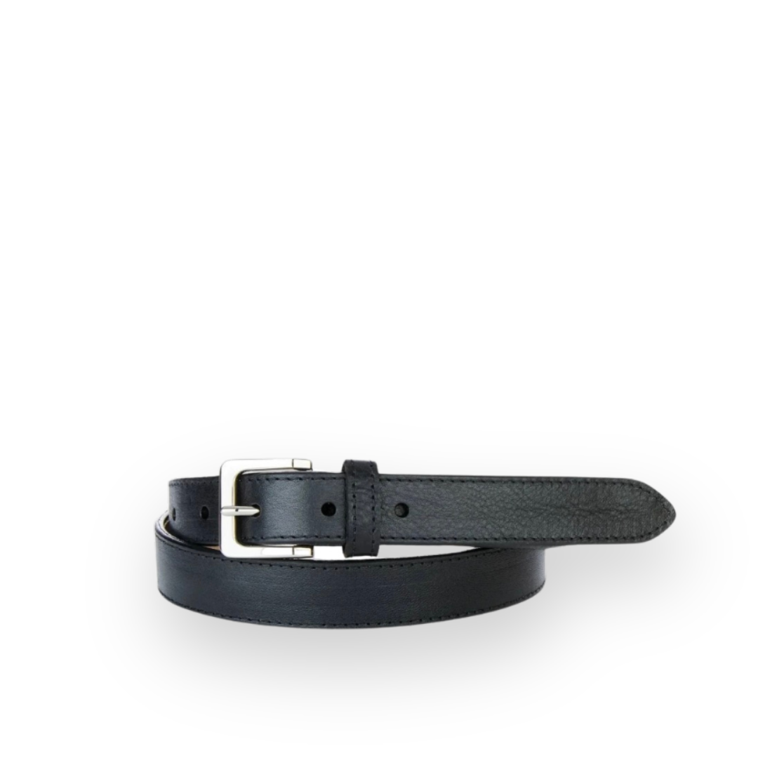 BRAVE LEATHER - WOMEN’S MILLIE BELT IN BLACK LEATHER/SILVER HARDWARE