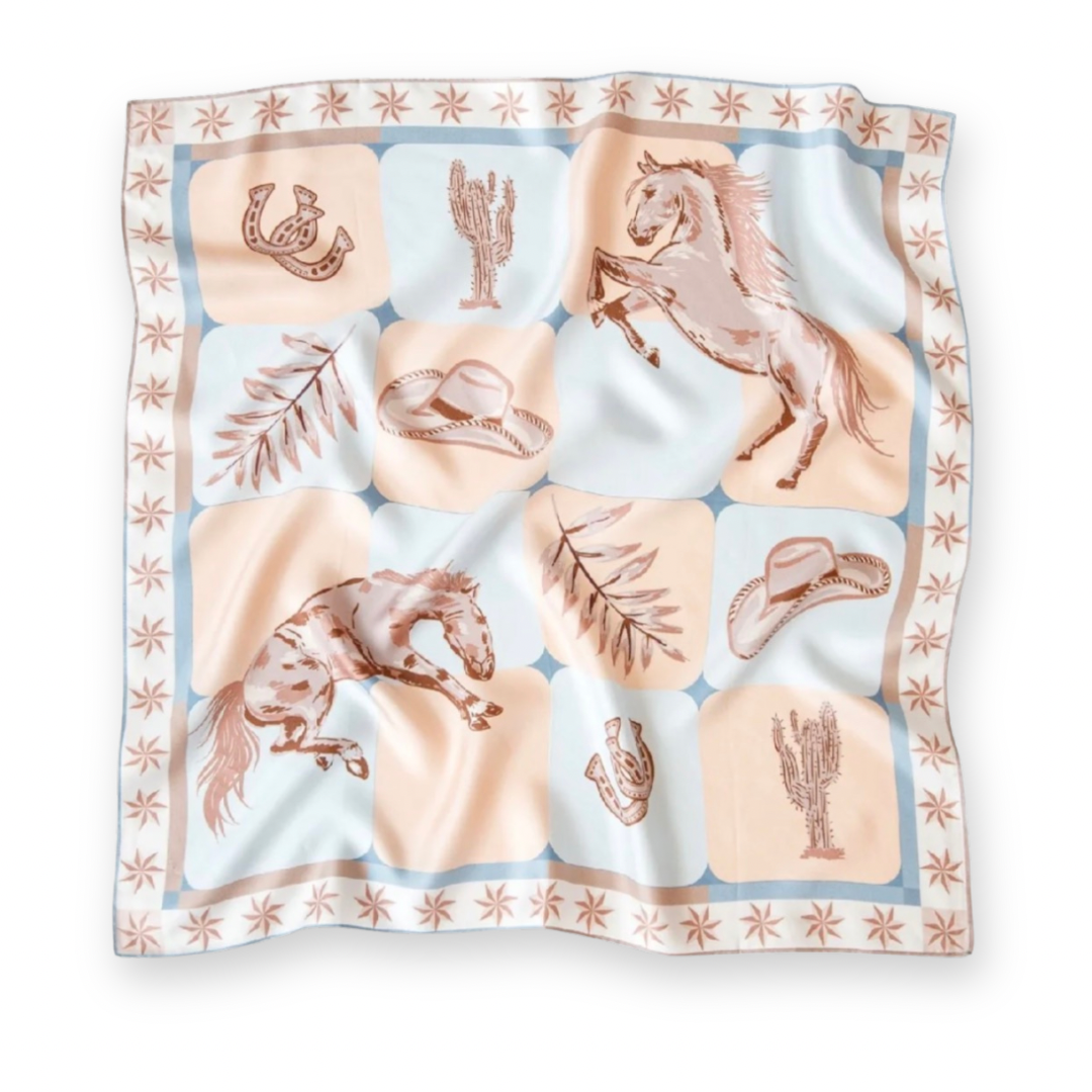 PALM PALM - ADRIENNE SQUARE SCARF IN BLUE MULTI SILK