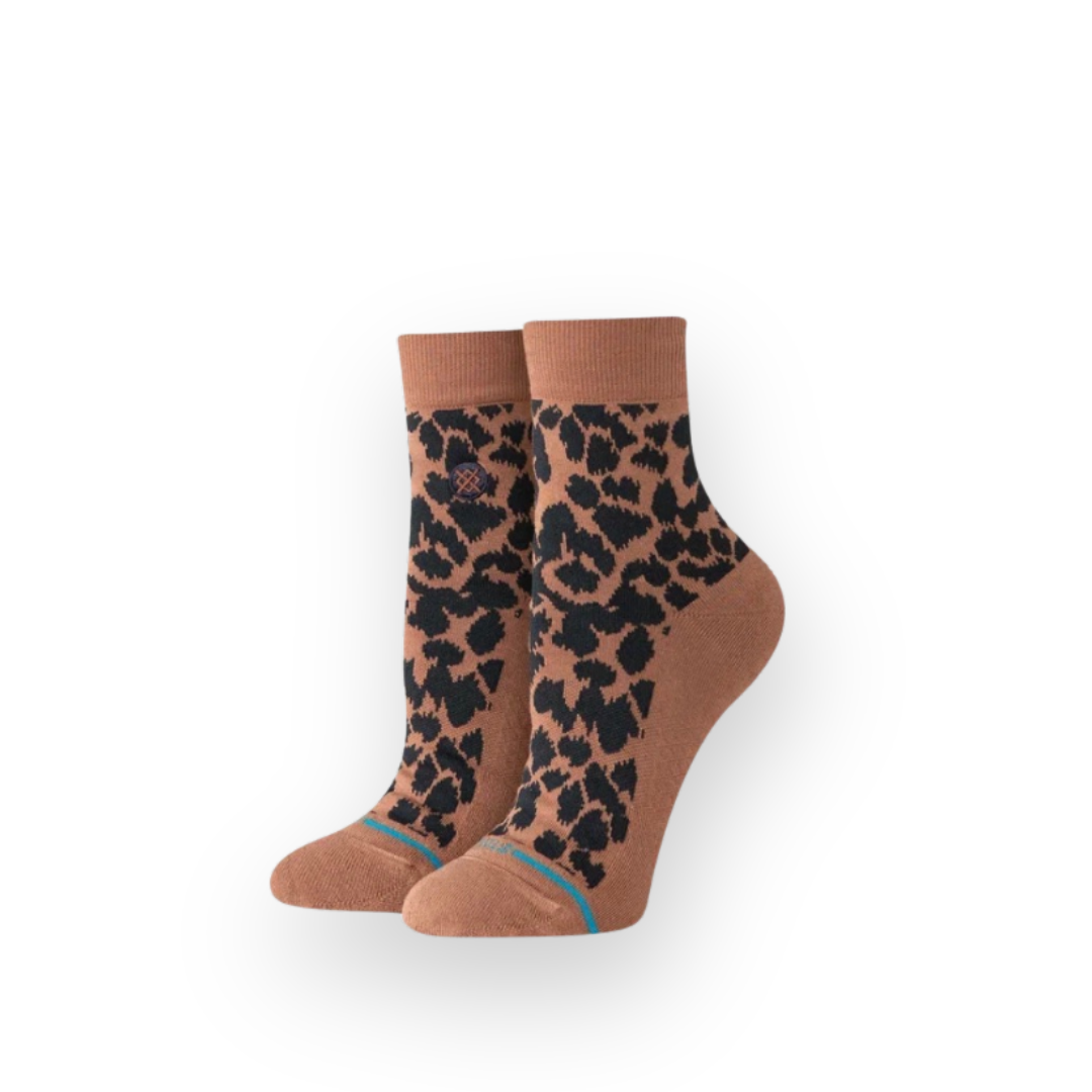 STANCE - W LOVE LEOPARD QUARTER SOCK IN BROWN