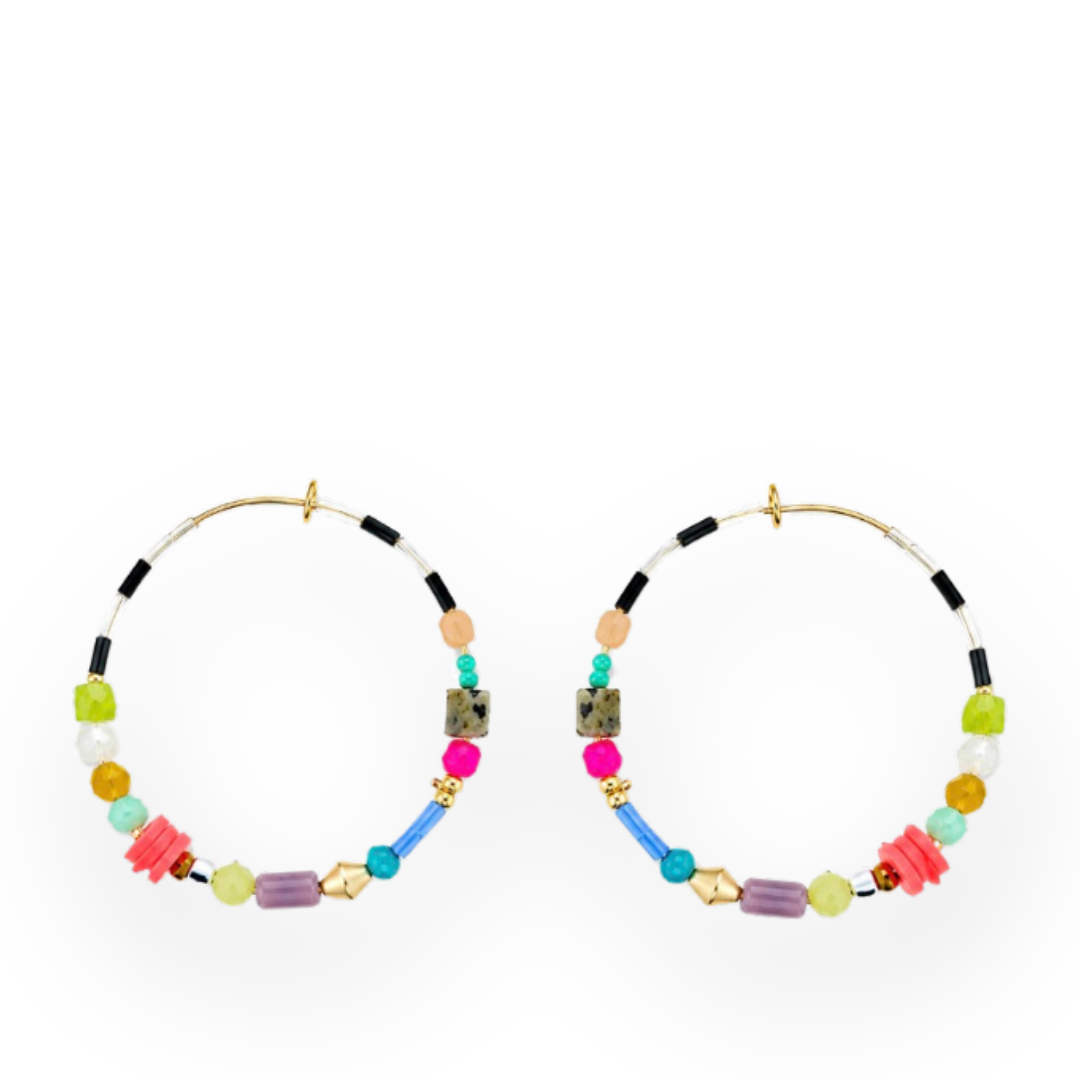 JILL MAKES - BECCA BEADED HOOP EARRING IN MULTI