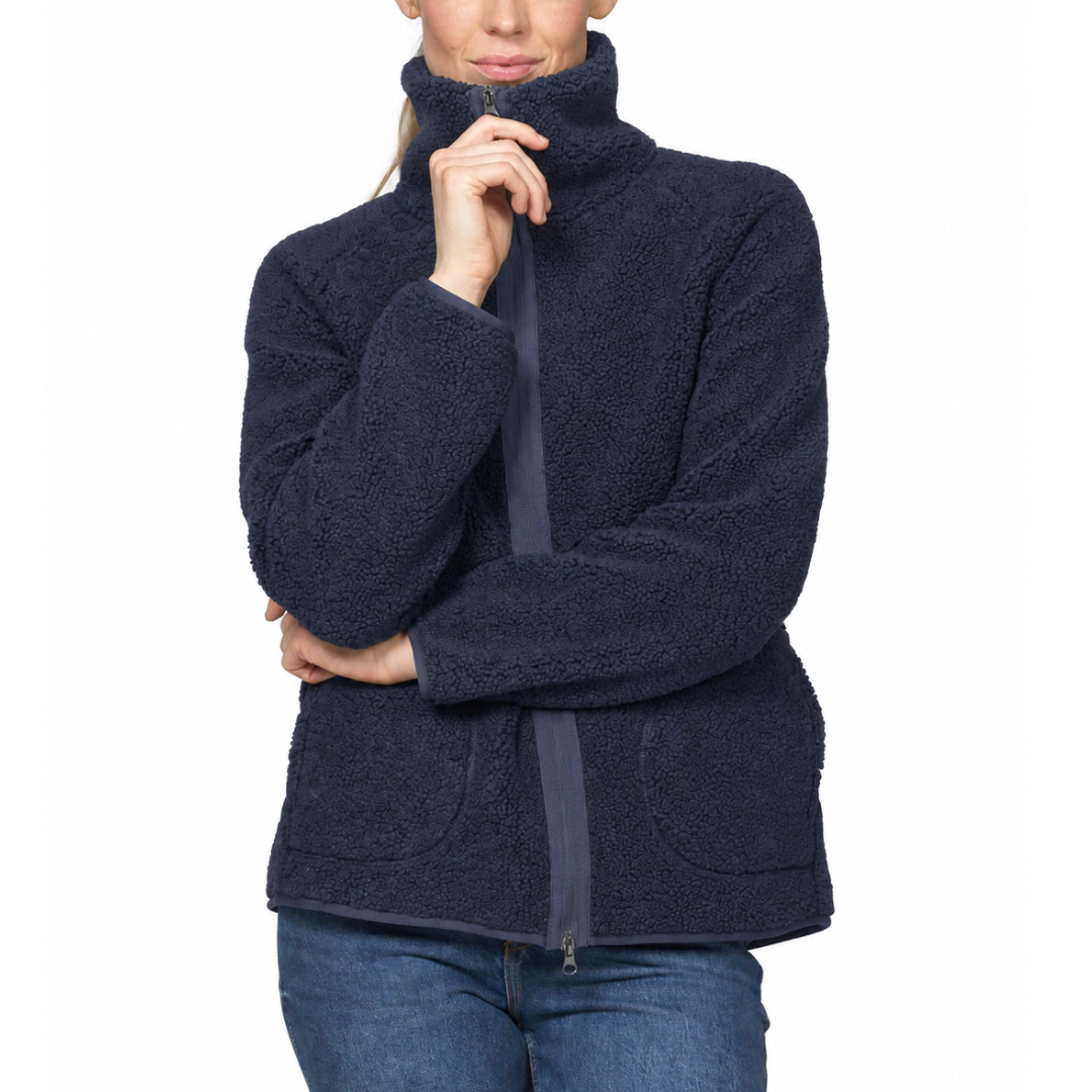 ILSE JACOBSEN - SHORT COLLARED JACKET BONDEDOILE02 IN DARK INDIGO FLEECE