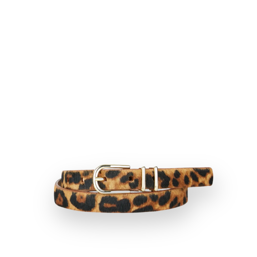 BRAVE LEATHER - WOMEN’S JULANE BELT PERSIAN LEOPARD PONY HAIR/GOLD HARDWARE