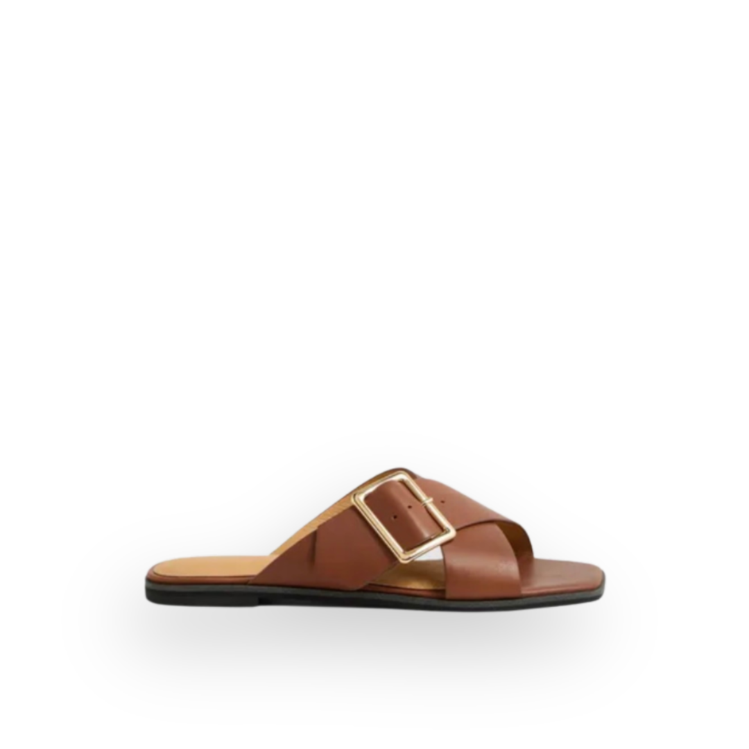 MOLLINI - SEANA SLIDE SANDAL IN WALNUT BROWN LEATHER