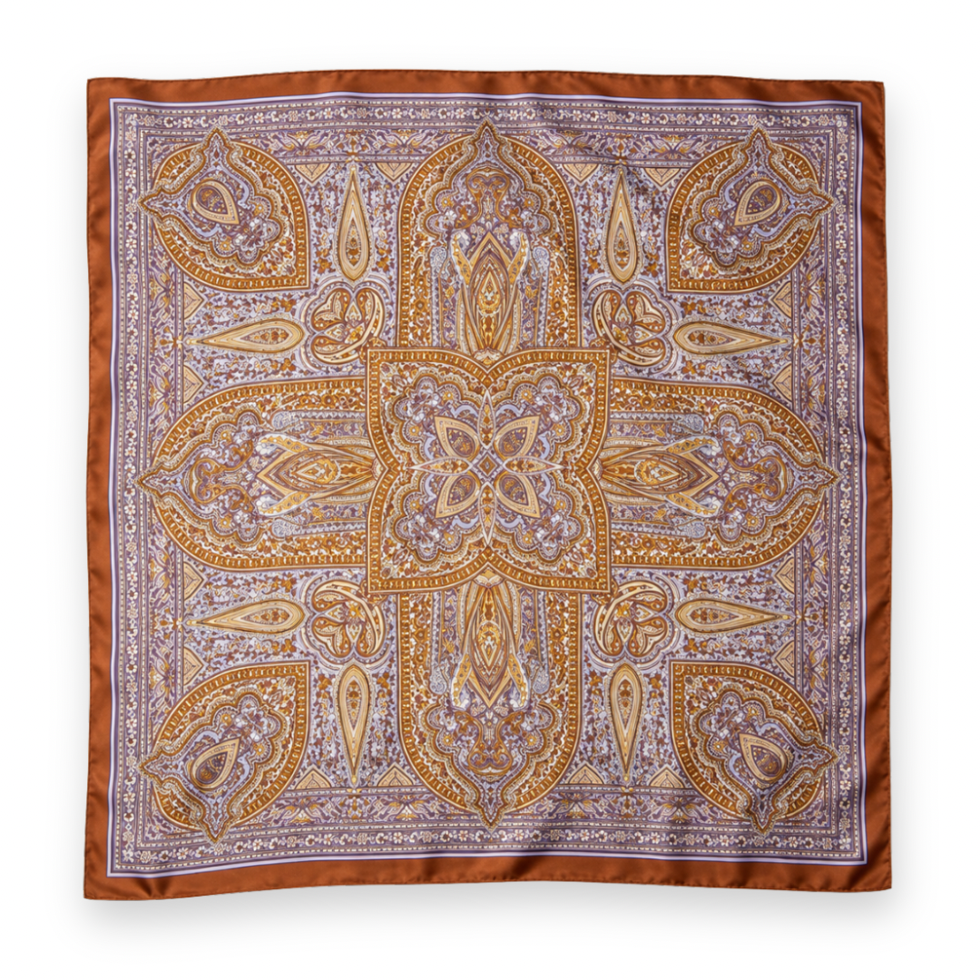 PALM PALM - EDEN LARGE SQUARE SCARF IN BROWN MULTI SILK