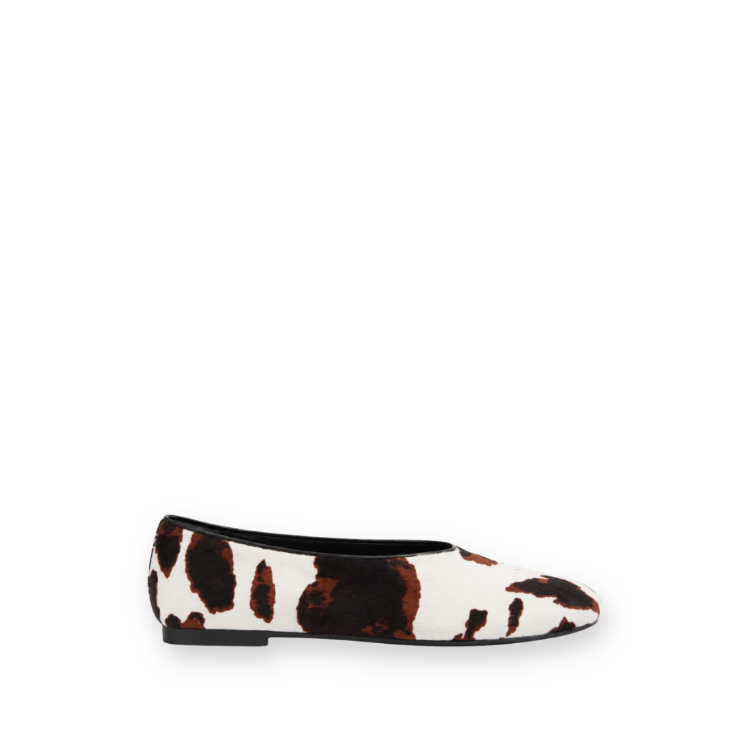 MOLLINI - BEVIRA FLAT IN COW PRINT PONY HAIR