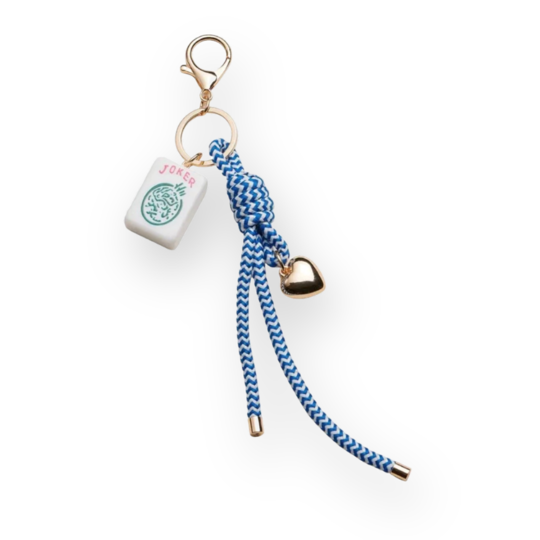FREM - MAHJONG CHARM KEYCHAIN IN BLUE MULTI ENAMEL