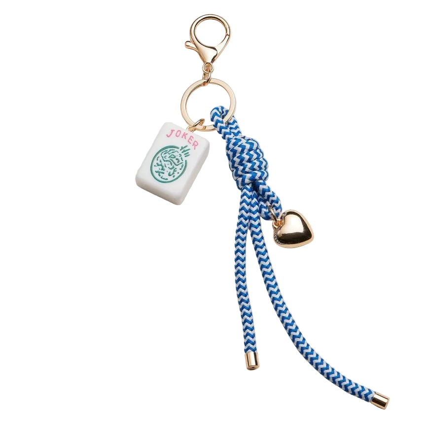 FREM - MAHJONG KEYCHAIN WITH HEART CHARM & ROPE