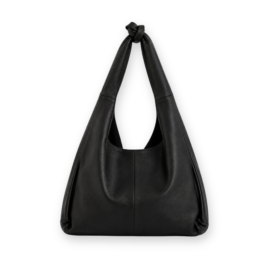 RISA - KNOT TOTE BAG IN BLACK LEATHER