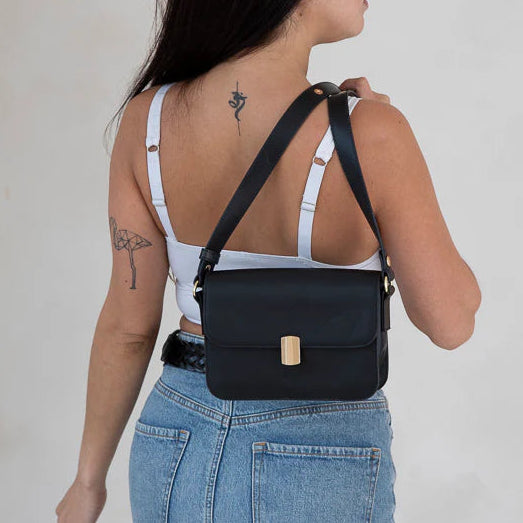 RISA - CLARA CROSSBODY BAG IN BLACK LEATHER