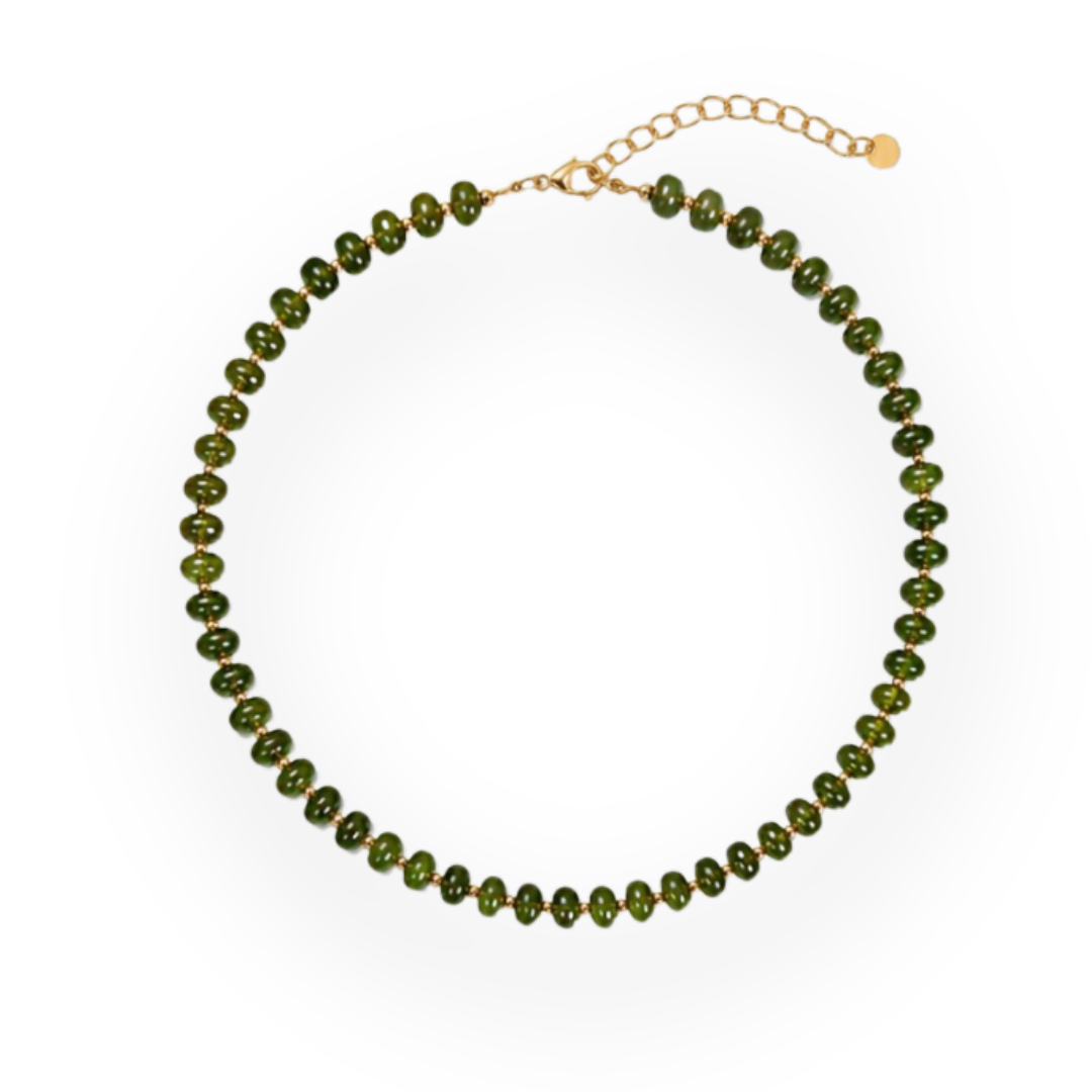 THE SILVER WREN - WILLOW CANDY BEADED NECKLACE IN GREEN