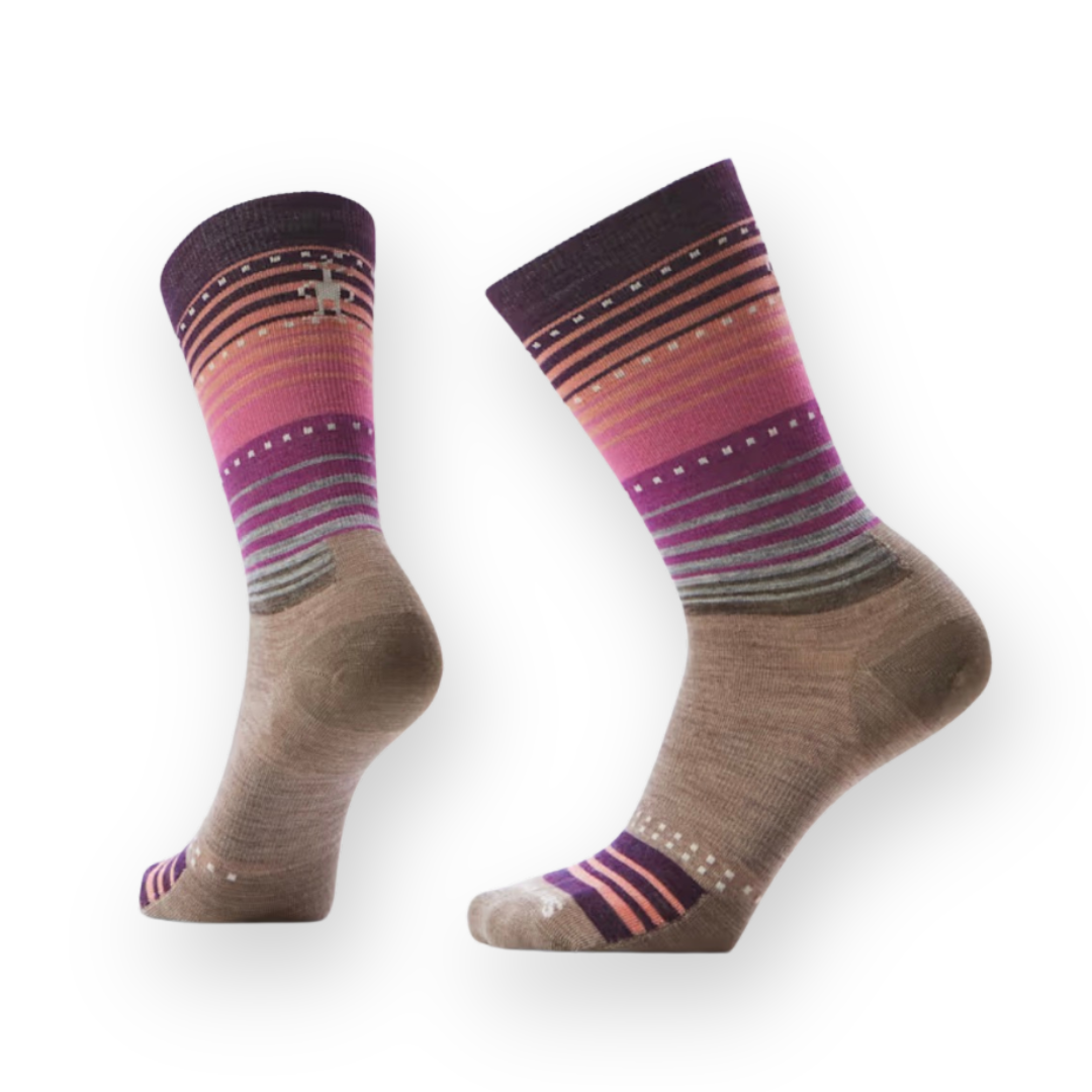 SMARTWOOL - EVERYDAY STITCH STRIPE CREW SOCK IN FOSSIL/PURPLE