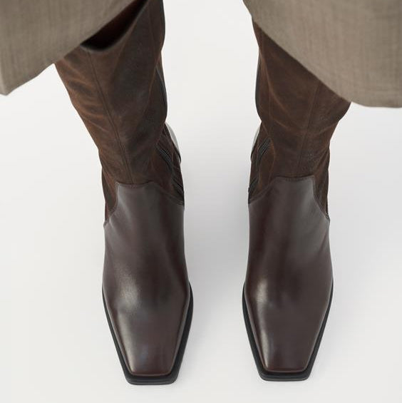 VAGABOND SHOEMAKERS - HEDDA TALL BOOT IN BROWN LEATHER/COMB