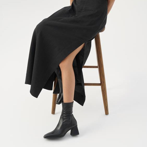 VAGABOND SHOEMAKERS - HEDDA SOCK TOP BOOT IN BLACK LEATHER