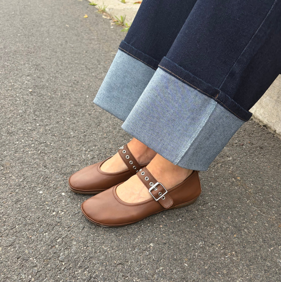 CAMPER - RIGHT MARY-JANE FLAT K201962-004 IN BROWN LEATHER